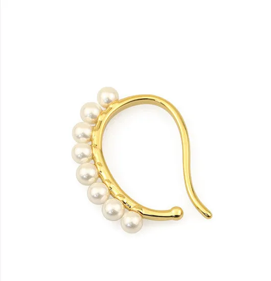 Earrings Refined by AnnaKaci Pearl Embellished Gold Ear Cuff