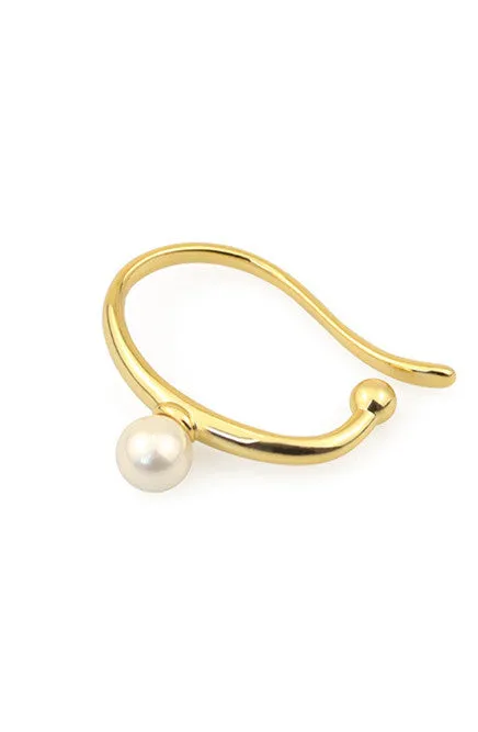 Earrings Refined by AnnaKaci Pearl Embellished Gold Ear Cuff
