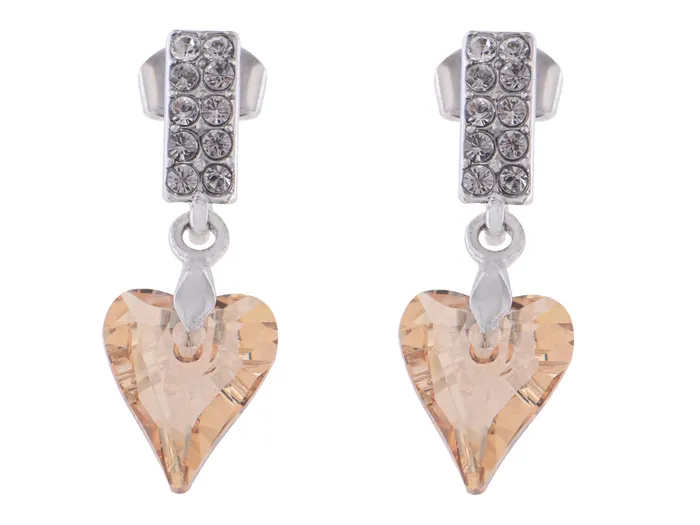 Earrings Swarovski Crystal Element Silver Pointy Heart Spade Gems Dangle Earrings Alilang Earrings Swarovski Crystal Element Silver Pointy Heart Spade Gems Dangle Earrings Alilang