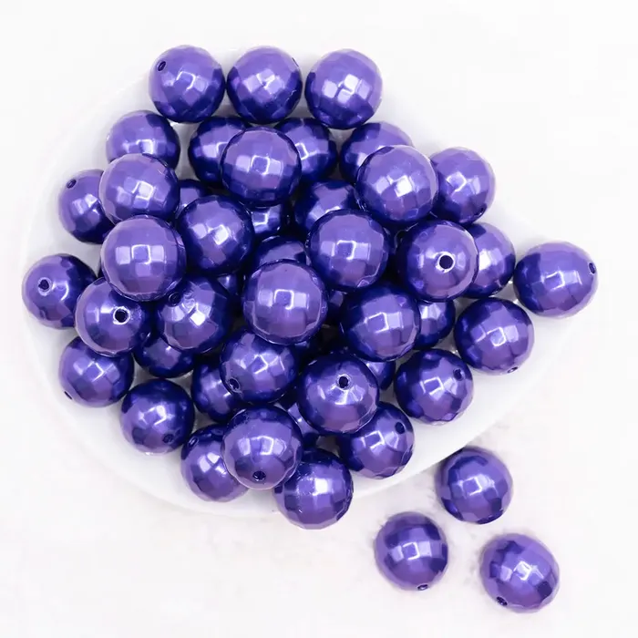 Earrings The BumbleBead Company 20mm Purple Disco Faceted Pearl Bubblegum Beads Earrings The BumbleBead Company 20mm Purple Disco Faceted Pearl Bubblegum Beads