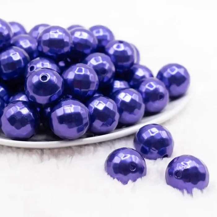 Earrings The BumbleBead Company 20mm Purple Disco Faceted Pearl Bubblegum Beads
