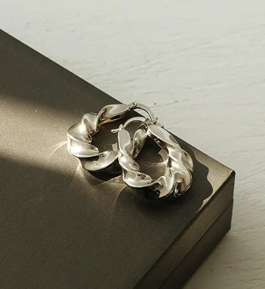 Earrings Twisting Hoop Silver Earrings Refined by AnnaKaci