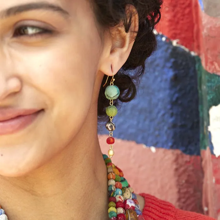 Earrings WorldFinds Evolving Kantha Earrings