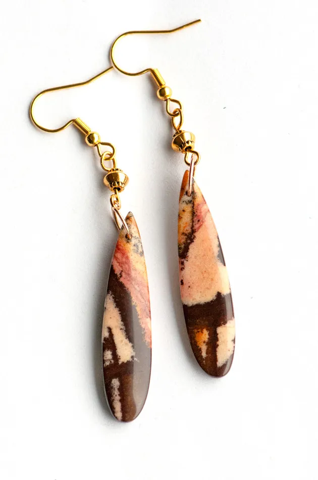 Fierce Lynx Designs Earrings Australian Outback Jasper Drop Earrings with GoldPlated Accents