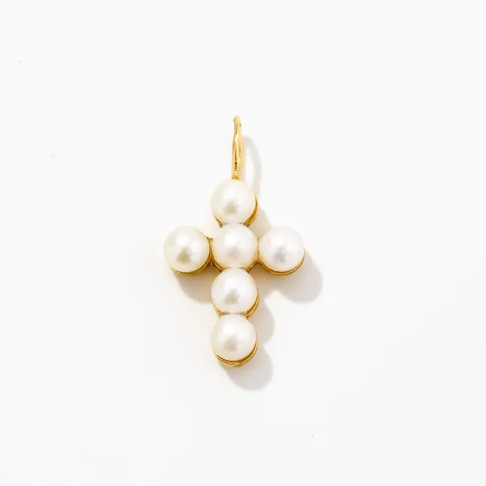 Gelin Diamond Charm Necklaces Pearl Cross Charm
