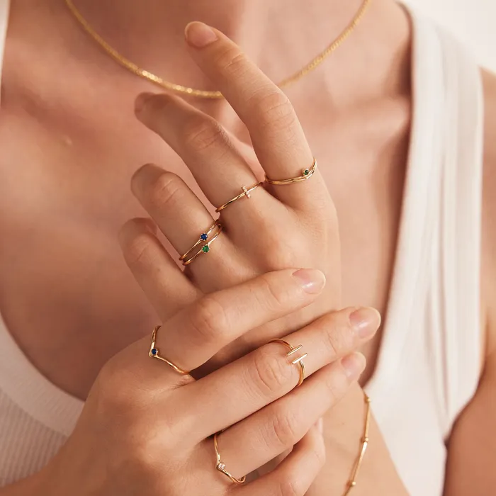 Gelin Diamond Rings Diamond Vertical Bar Stack Ring