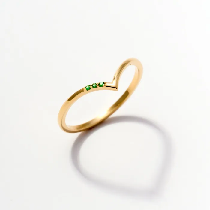 Gelin Diamond Rings Emerald Chevron Ring