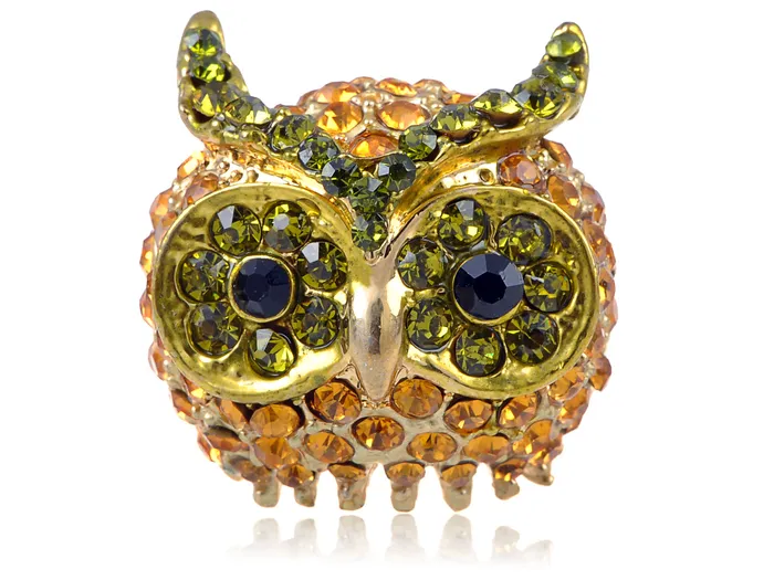 Glimmering Topaz Lime Big Headed Owl Ring Alilang Rings