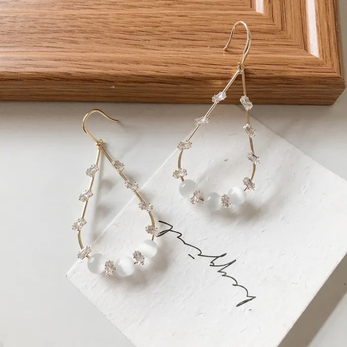 Gold Tear Drop Shaped Earrings Refined by AnnaKaci Earrings