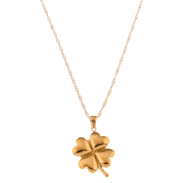 Gold Tone FourLeaf Clover Pendant Necklace with Delicate Chain Refined by AnnaKaci Necklaces Gold Tone FourLeaf Clover Pendant Necklace with Delicate Chain Refined by AnnaKaci Necklaces
