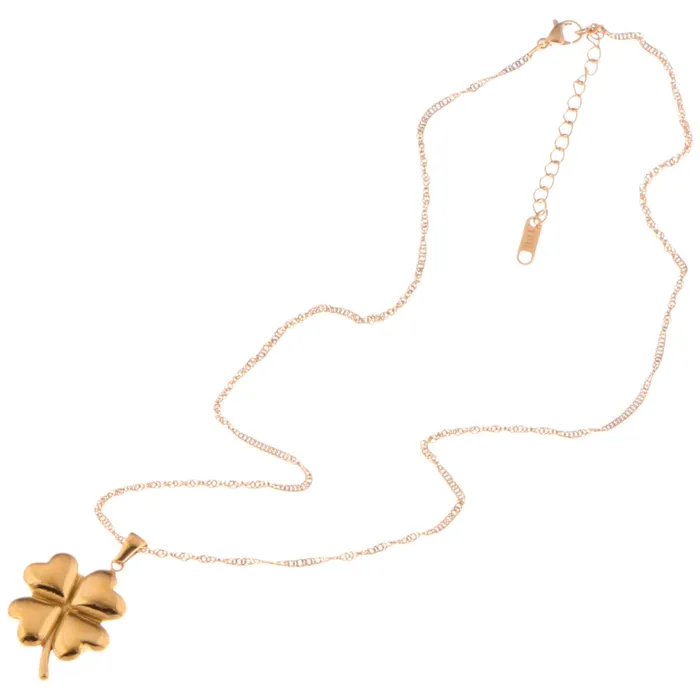 Gold Tone FourLeaf Clover Pendant Necklace with Delicate Chain Refined by AnnaKaci Necklaces Gold Tone FourLeaf Clover Pendant Necklace with Delicate Chain Refined by AnnaKaci Necklaces