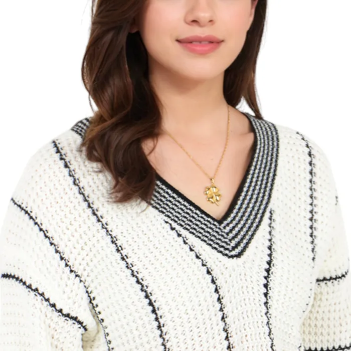 Gold Tone FourLeaf Clover Pendant Necklace with Delicate Chain Refined by AnnaKaci Necklaces Gold Tone FourLeaf Clover Pendant Necklace with Delicate Chain Refined by AnnaKaci Necklaces