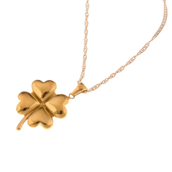 Gold Tone FourLeaf Clover Pendant Necklace with Delicate Chain Refined by AnnaKaci Necklaces Gold Tone FourLeaf Clover Pendant Necklace with Delicate Chain Refined by AnnaKaci Necklaces