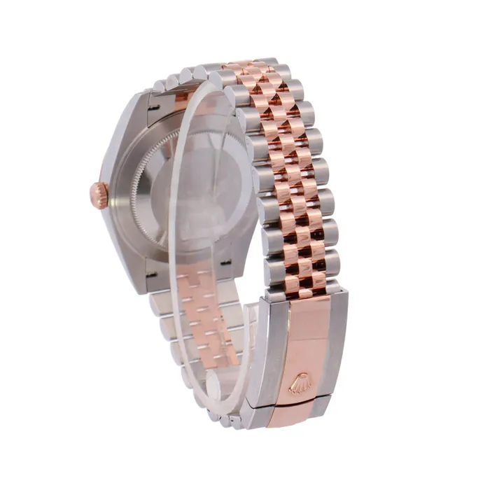 Happy Jewelers Earrings Rolex Datejust TwoTone Stainless Steel Rose Gold 41mm Rhodium Motif Stick Dial Watch Reference 126331