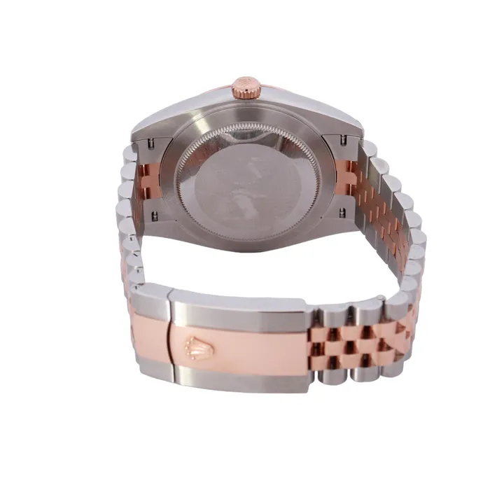 Happy Jewelers Earrings Rolex Datejust TwoTone Stainless Steel Rose Gold 41mm Rhodium Motif Stick Dial Watch Reference 126331