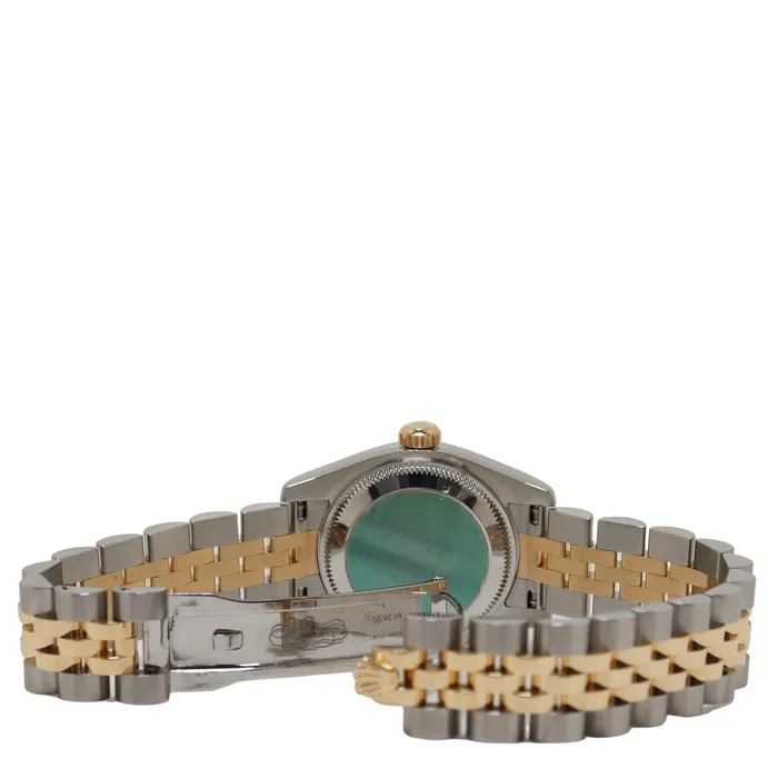 Happy Jewelers PreStyled Sets Rolex Datejust Steel 18K Yellow Gold 26mm Black Roman Dial Watch Reference 79173