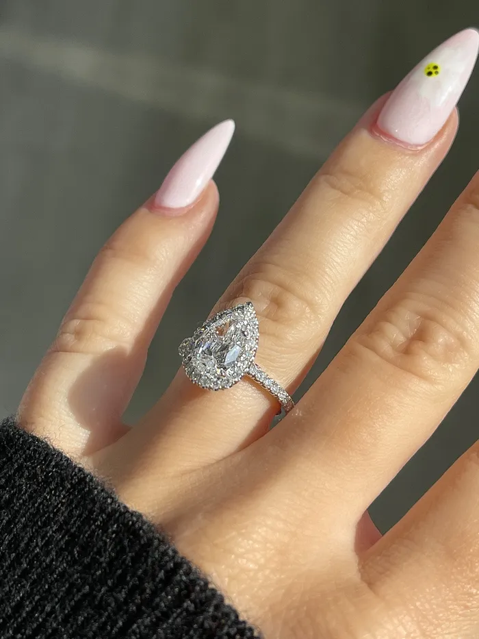 Happy Jewelers Rings 150 Carat Pear Shape Natural Diamond Engagement Ring