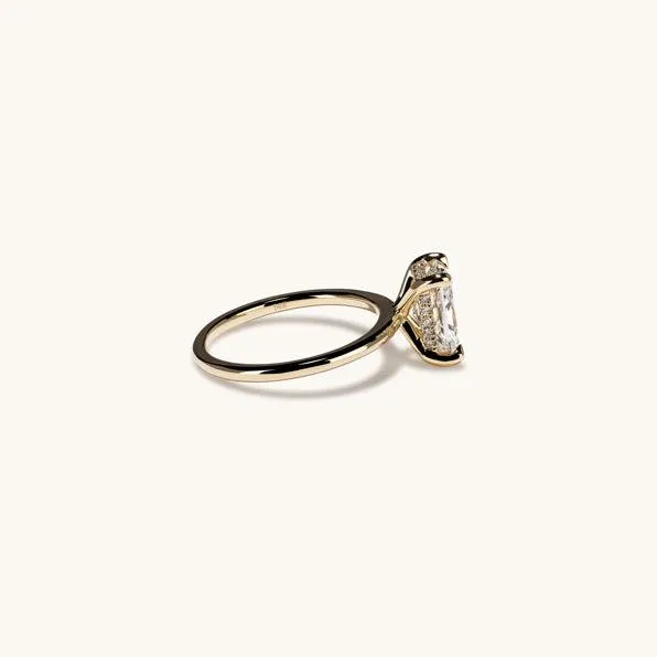Happy Jewelers Rings 174 Radiant Lab Diamond Engagement Ring with Hidden Halo