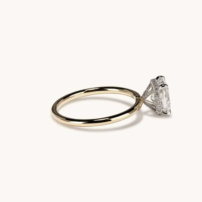 Happy Jewelers Rings 180 Cushion Natural Diamond Engagement Ring with Hidden Halo