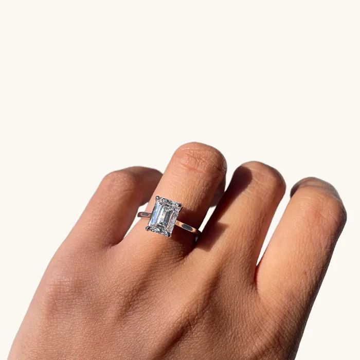 Happy Jewelers Rings 310 Emerald Lab Diamond Engagement Ring