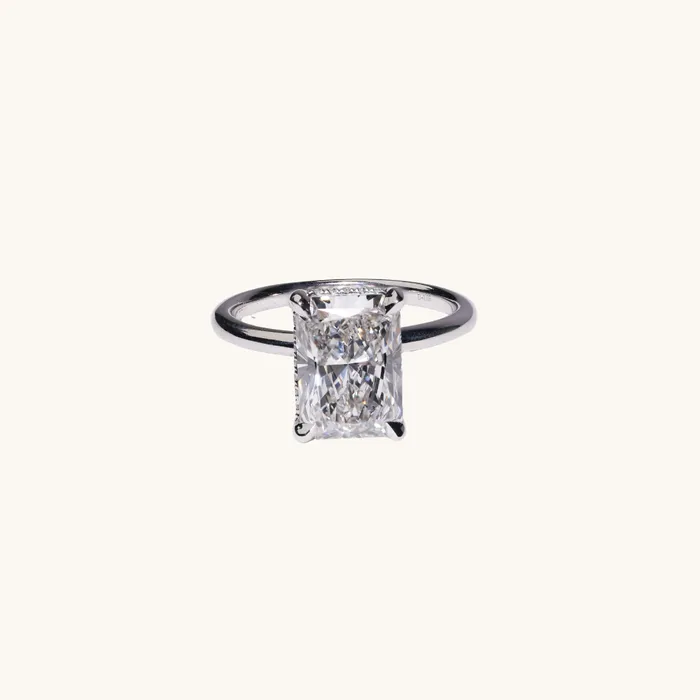 Happy Jewelers Rings 355 Radiant Lab Diamond Engagement Ring with Hidden Halo Happy Jewelers Rings 355 Radiant Lab Diamond Engagement Ring with Hidden Halo