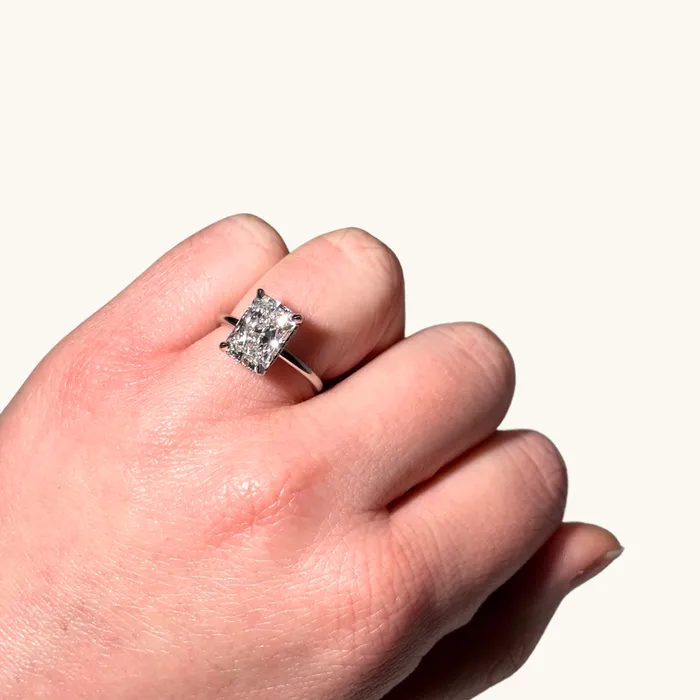Happy Jewelers Rings 355 Radiant Lab Diamond Engagement Ring with Hidden Halo
