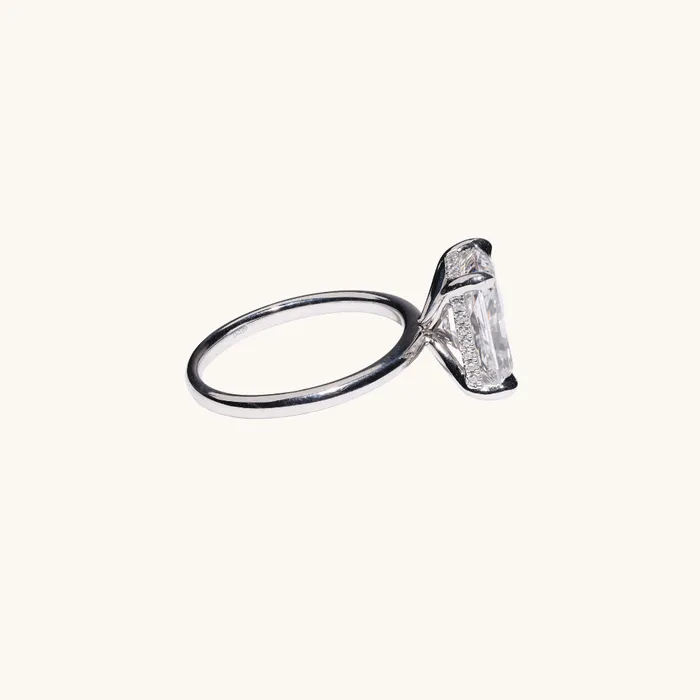Happy Jewelers Rings 355 Radiant Lab Diamond Engagement Ring with Hidden Halo