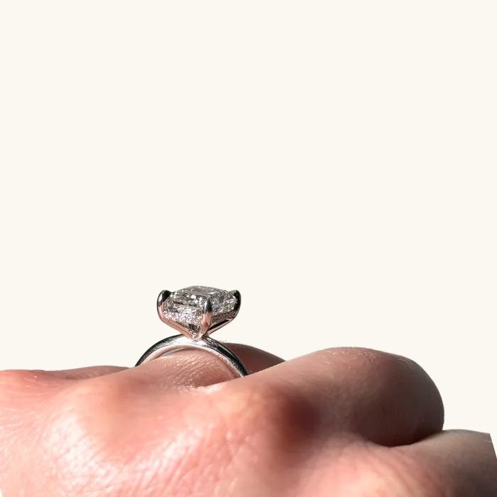 Happy Jewelers Rings 355 Radiant Lab Diamond Engagement Ring with Hidden Halo