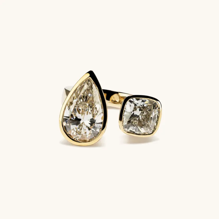 Happy Jewelers Rings Pear and Cushion Toi et Moi Lab Diamond Engagement Ring Happy Jewelers Rings Pear and Cushion Toi et Moi Lab Diamond Engagement Ring
