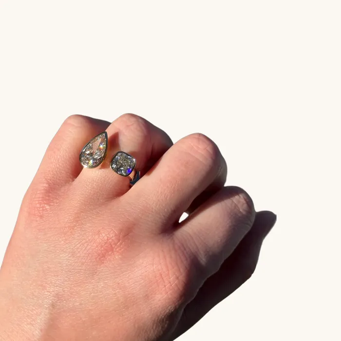 Happy Jewelers Rings Pear and Cushion Toi et Moi Lab Diamond Engagement Ring