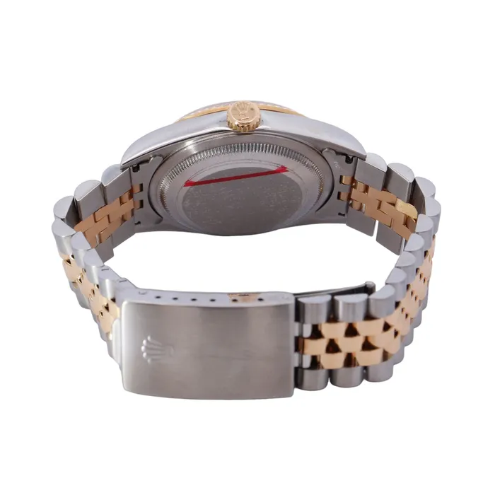 Happy Jewelers Rings Rolex Datejust TwoTone Stainless Steel Yellow Gold 36mm Black Diamond Dial Watch Reference 16233