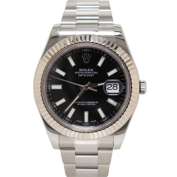 Happy Jewelers Rolex Datejust 41mm Black Dial Watch Ref 116334 Watches