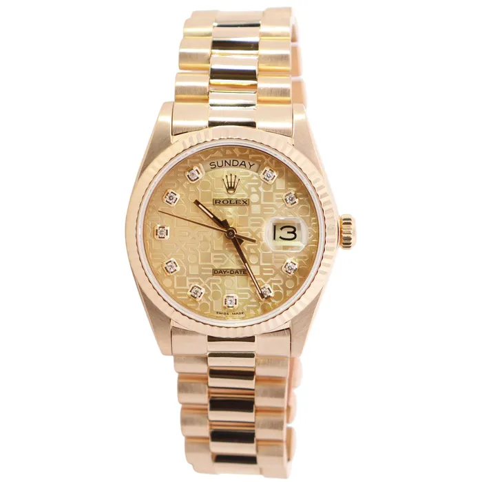 Happy Jewelers Rolex DayDate 36mm Champagne Dial Watch Ref 18038 Watches Happy Jewelers Rolex DayDate 36mm Champagne Dial Watch Ref 18038 Watches