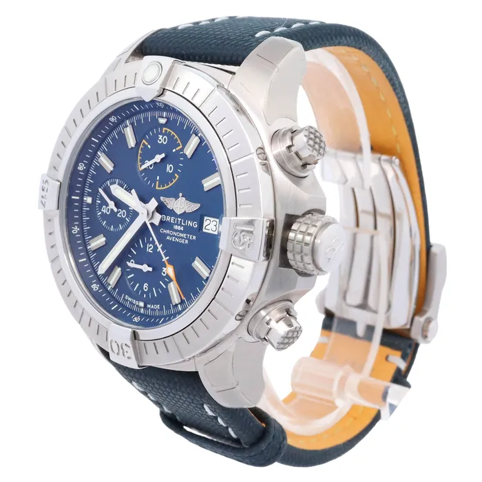 Happy Jewelers Watches Breitling Avenger Chronograph Stainless Steel 45mm Blue Chronograph Dial Watch Reference A13317101C1X2