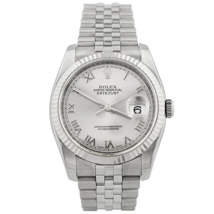 Happy Jewelers Watches Rolex Datejust 36mm Silver Dial Watch Ref 116234
