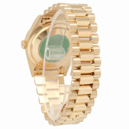 Happy Jewelers Watches Rolex DayDate Yellow Gold 36mm Champagne Stick Dial Watch Reference 18238