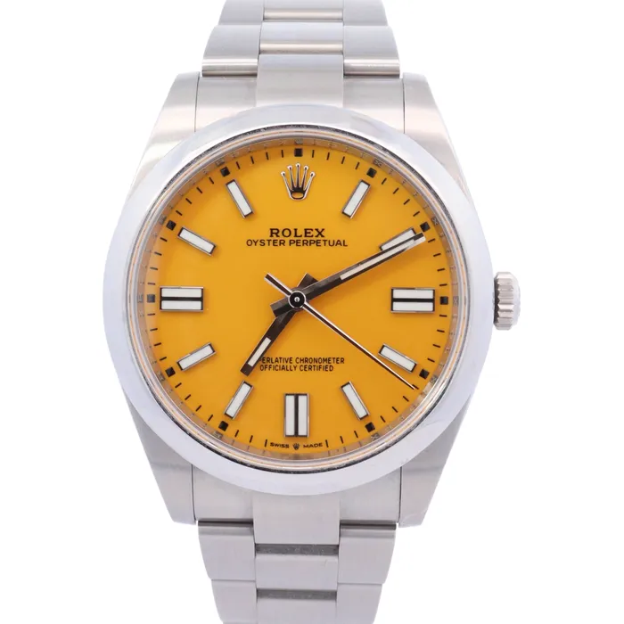 Happy Jewelers Watches Rolex Oyster Perpetual 41mm Yellow Dial Watch Ref 124300 Happy Jewelers Watches Rolex Oyster Perpetual 41mm Yellow Dial Watch Ref 124300