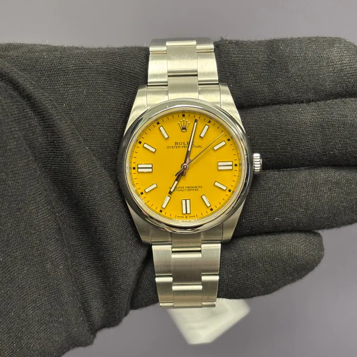 Happy Jewelers Watches Rolex Oyster Perpetual 41mm Yellow Dial Watch Ref 124300 Happy Jewelers Watches Rolex Oyster Perpetual 41mm Yellow Dial Watch Ref 124300
