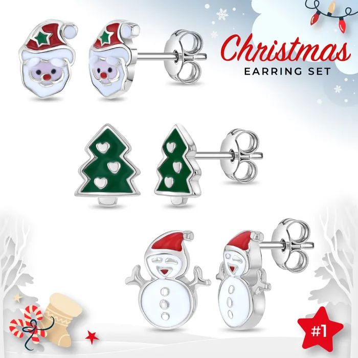 Holiday Cheer Kids Girls Earrings Jewelry Set Sterling Silver PPLRHIDDENPRODUCT Earrings Holiday Cheer Kids Girls Earrings Jewelry Set Sterling Silver PPLRHIDDENPRODUCT Earrings