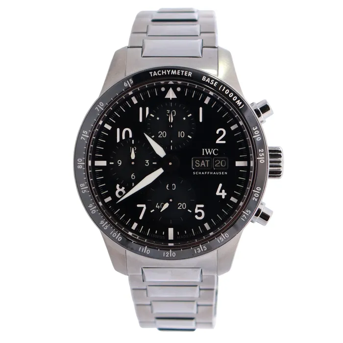 IWC Pilot 41mm Black Dial Watch Ref IW388304 Happy Jewelers Watches