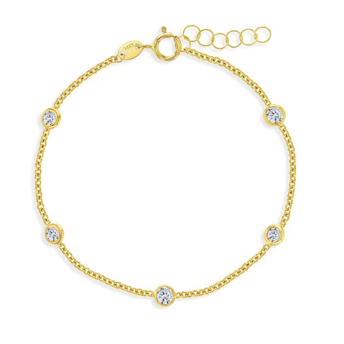 Kids Chain Link Bracelets Bracelets 14k Gold 55 65 Cubic Zirconia Bezel Baby Toddler Kids Bracelet clear