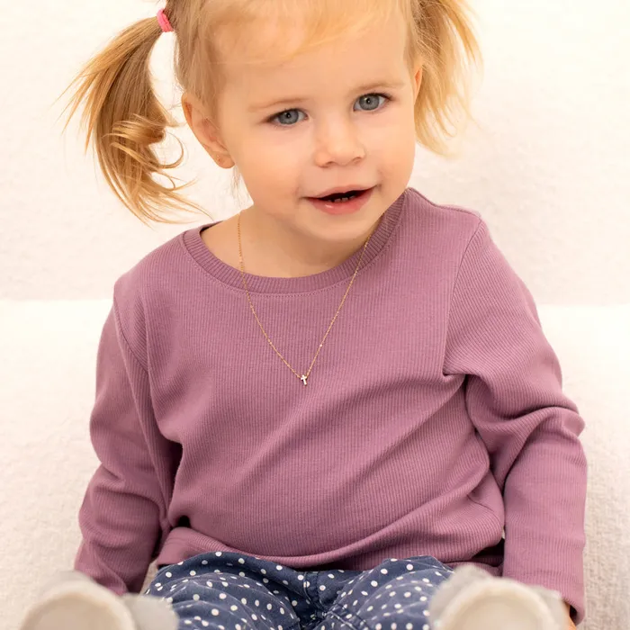 Kids Necklaces Pendants Necklaces 14k Gold Dainty CZ Cross 16 Kids Childrens Girls PendantNecklace