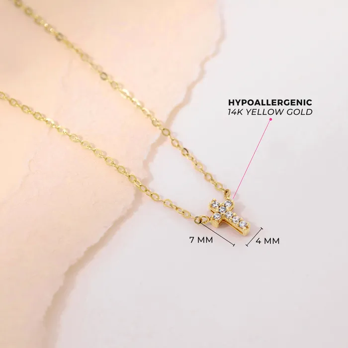 Kids Necklaces Pendants Necklaces 14k Gold Dainty CZ Cross 16 Kids Childrens Girls PendantNecklace