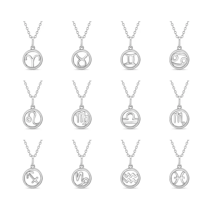 Kids Necklaces Pendants Necklaces Zodiac Medal Leo Kids Childrens Girls PendantNecklace Sterling Silver