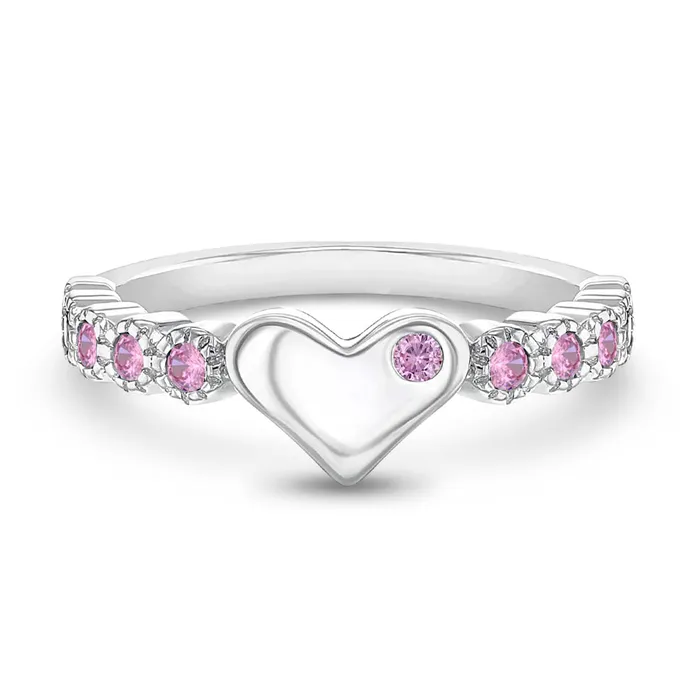 Kids Rings Rings Pink Heart Band CZ Size 25 Baby Toddler Kids Ring Sterling Silver Kids Rings Rings Pink Heart Band CZ Size 25 Baby Toddler Kids Ring Sterling Silver