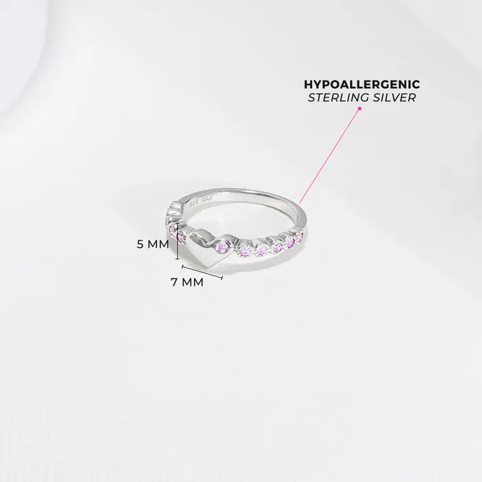Kids Rings Rings Pink Heart Band CZ Size 25 Baby Toddler Kids Ring Sterling Silver