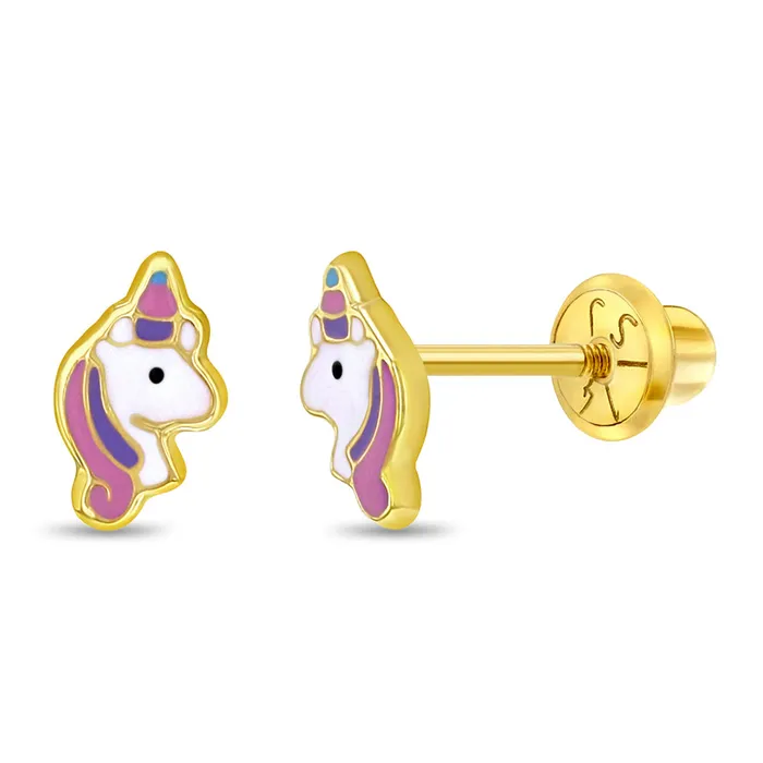 Kids Screw Back Earrings Earrings 14k Gold Pastel Unicorn Baby Toddler Kids Earrings Safety Screw Back Enamel Kids Screw Back Earrings Earrings 14k Gold Pastel Unicorn Baby Toddler Kids Earrings Safety Screw Back Enamel
