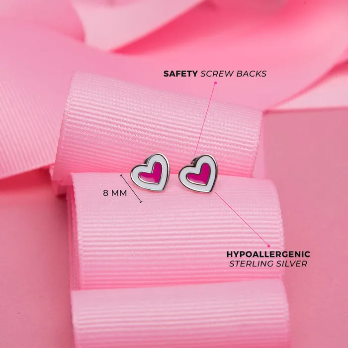 Kids Screw Back Earrings Earrings Hearts More Hearts Baby Toddler Kids Earrings Screw Back Enamel Sterling Silver