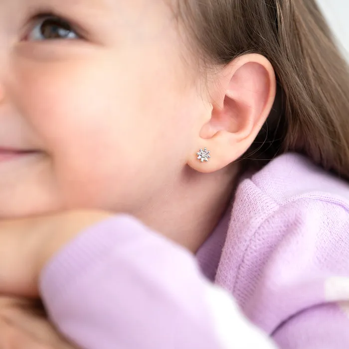 Kids Screw Back Earrings Earrings Puffed Blossom Kids Childrens Girls Earrings Screw Back Sterling Silver