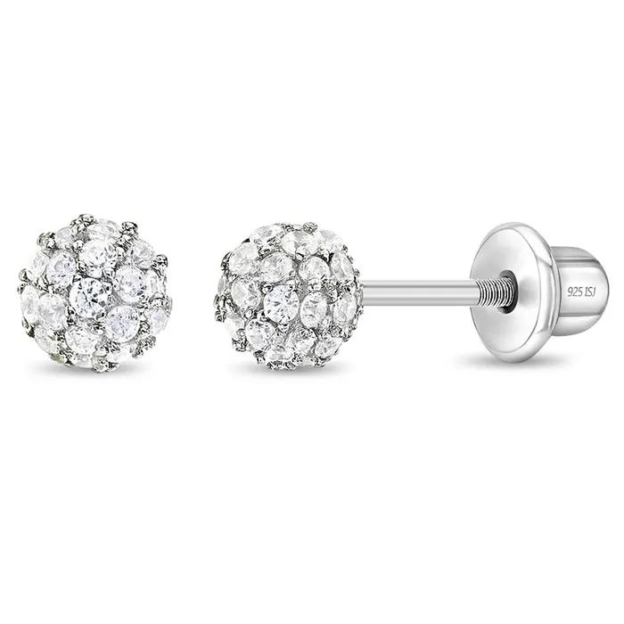 Kids Screw Back Earrings Earrings Small Ball of Gems CZ 4mm Baby Toddler Kids Earrings Screw Back Sterling Silver Kids Screw Back Earrings Earrings Small Ball of Gems CZ 4mm Baby Toddler Kids Earrings Screw Back Sterling Silver